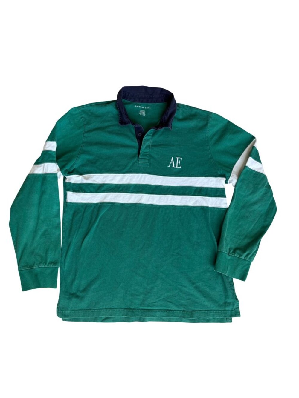 American Eagle Rugby Shirt Men’s Size XL Green LS Cotton Polo Logo